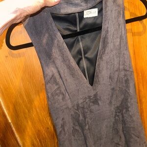 ALO Yoga Sleeveless Deep V-Neck Gray Suede Dress